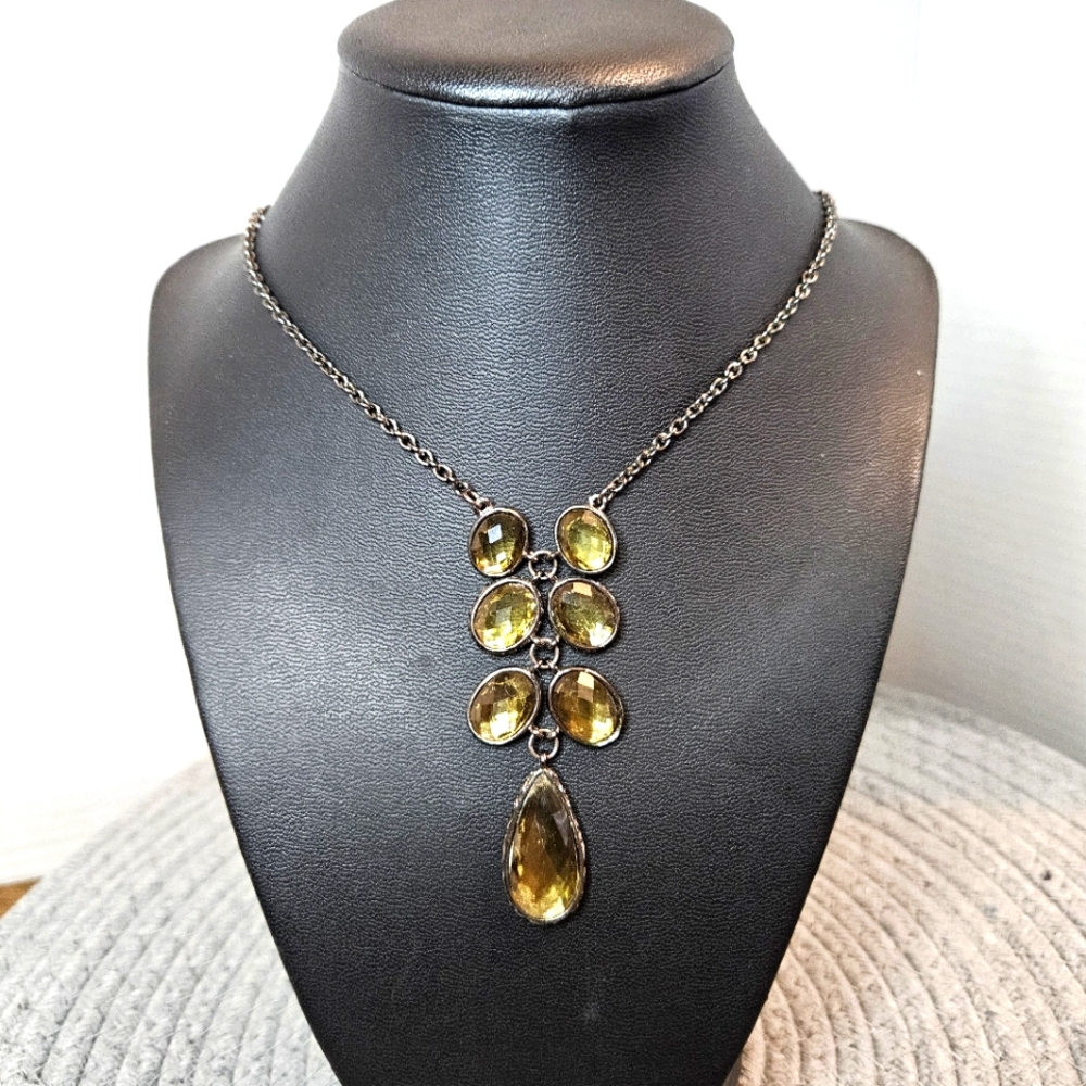 Vintage Necklace with Amber Gemstone Accents
